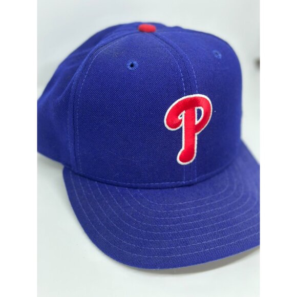 VTG 90s Philadelphia Phillies Snapback Hat – Solid Blue, Red “P” Logo, 100% Wool - Picture 3 of 8